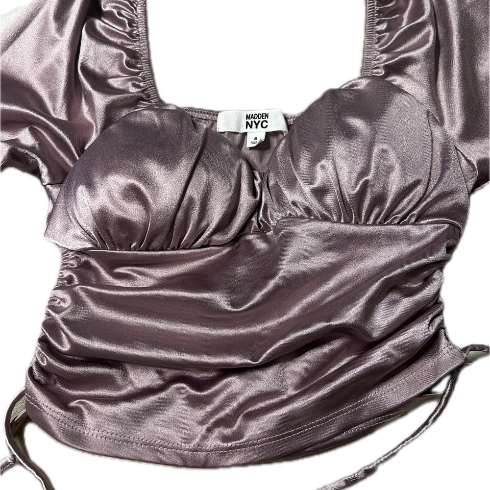 Satin Long Sleeve Crop Top